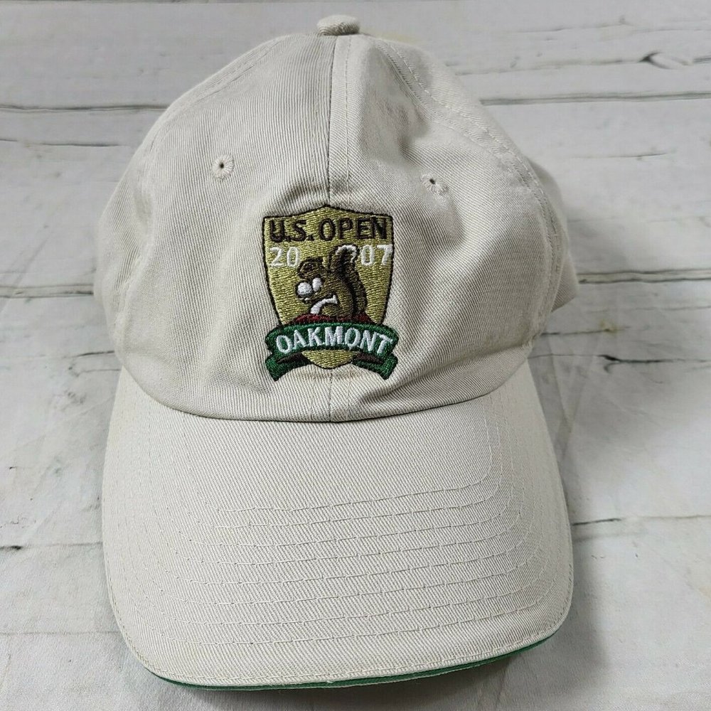 USGA 2007 US Open Oakmont Golf Tan Adjustable Baseball Cap EUC
